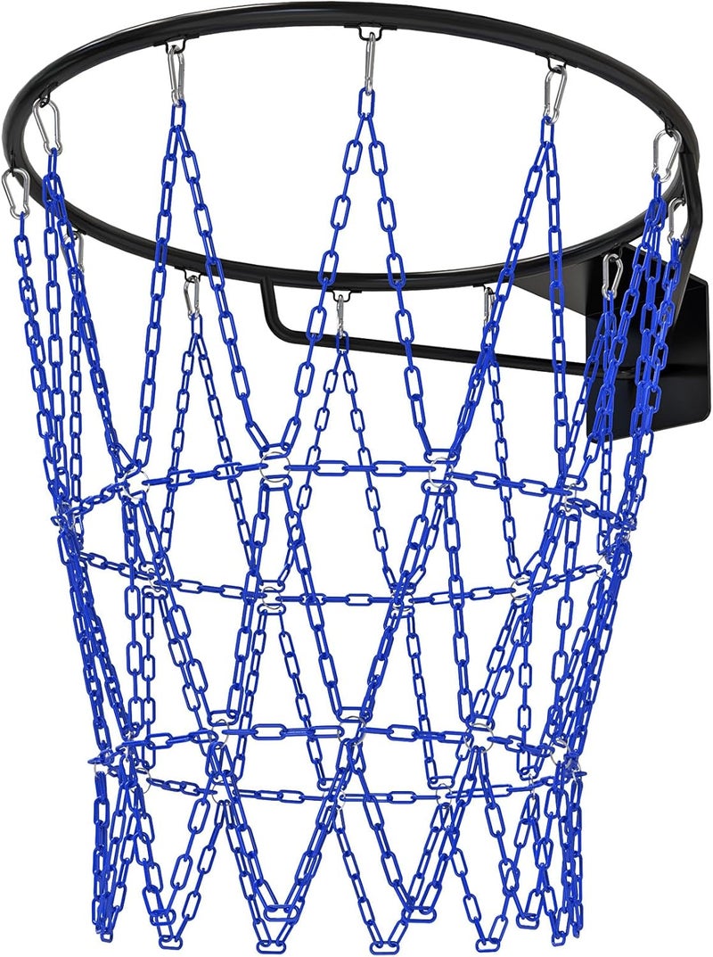 KingDolly Upgraded Buckle Chain Basketball Net, Rust-Proof Coated Metal Basketball Net Outdoor with 12 Loops Snap Links, 18" Universal Fit Chain Net for Basketball Hoop - No Tools Installation - Image 1